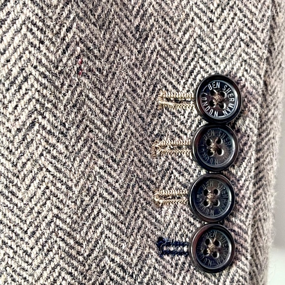 Ben Sherman Brown Herringbone Wool Blend Blazer Suit Jacket Sport Coat Mens XL - Picture 4 of 16